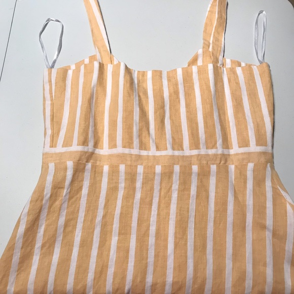 Faithfull The Brand Le Petite Button Down Mini Dress in Mazur Stripe Lemon - Picture 13 of 13